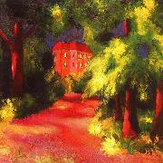 August Macke Red House in a Park oil painting reproduction
